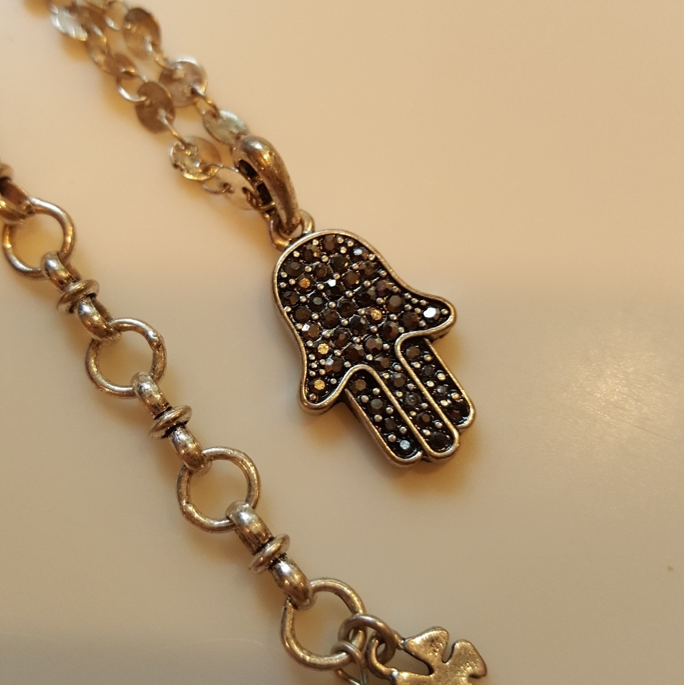 Lucky Brand Silvertone Hamsa Necklace
